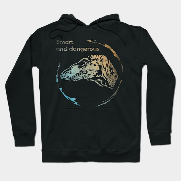 Smart Velociraptor Jurassic Dinosaur Vintage Hoodie by Adult LGBTQ+ and Sexy Stuff